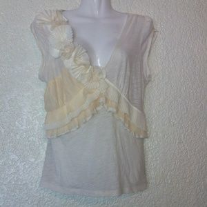 🥰🥰{Anthro} "Deletta" Ruffled Flowers Top, NWOT!